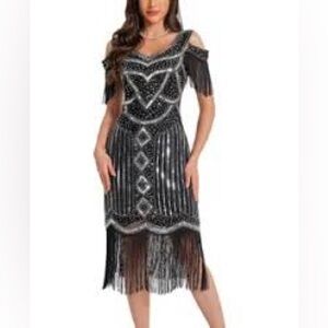Elegant Black Fringe Dress